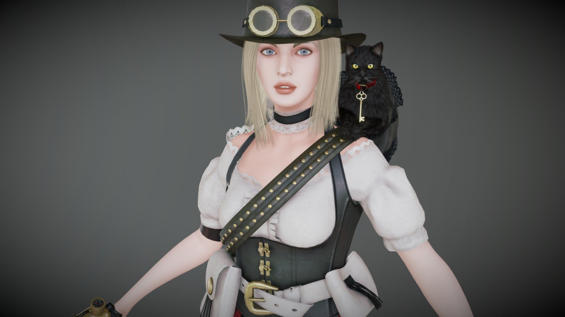 Hi there! This is the 4th original character I made in my spare time. Sculpting base mesh, retopo, costume design, weapon design, texturing, this took me way too long, but a whole lot of fun.

Some of my models (royalty-free license) are available for sale now. Please check out my Twitter account twitter.com/techy_kitty if you like! Cheers!