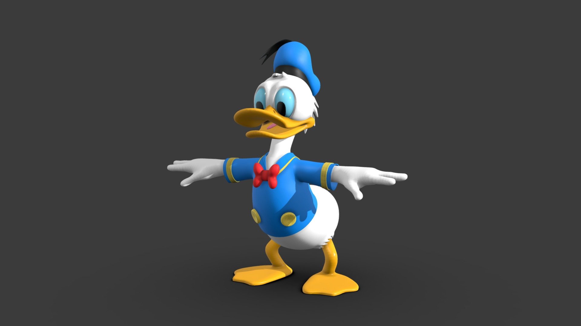 Hey Disney fans! Check out this awesome fan-made 3D sculpture of Donald Duck, created in ZBrush. He's in a T-pose and ready for your animation projects! This amateur piece captures Donald's classic sailor outfit and expressive face, perfect for adding a bit of Disney magic to your collection. Don't miss the chance to download this fun creation and bring one of Disney's most iconic characters to life in your own projects.