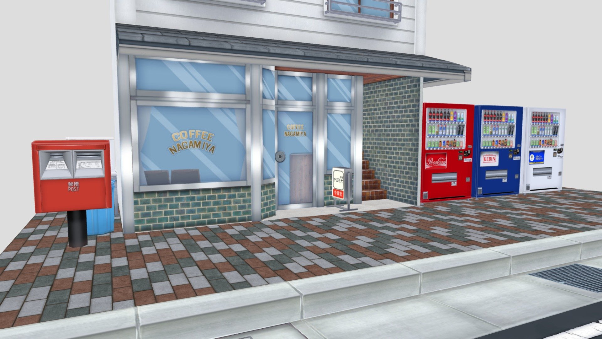 数年前にゲーム用に作成した喫茶店です。
mayaとPhotoshopを使用して作成しました。

This is a coffee shop I created for a game a few years ago.
It was created using maya and Photoshop.
