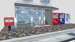 Japanese coffee shop coffee, flat, building