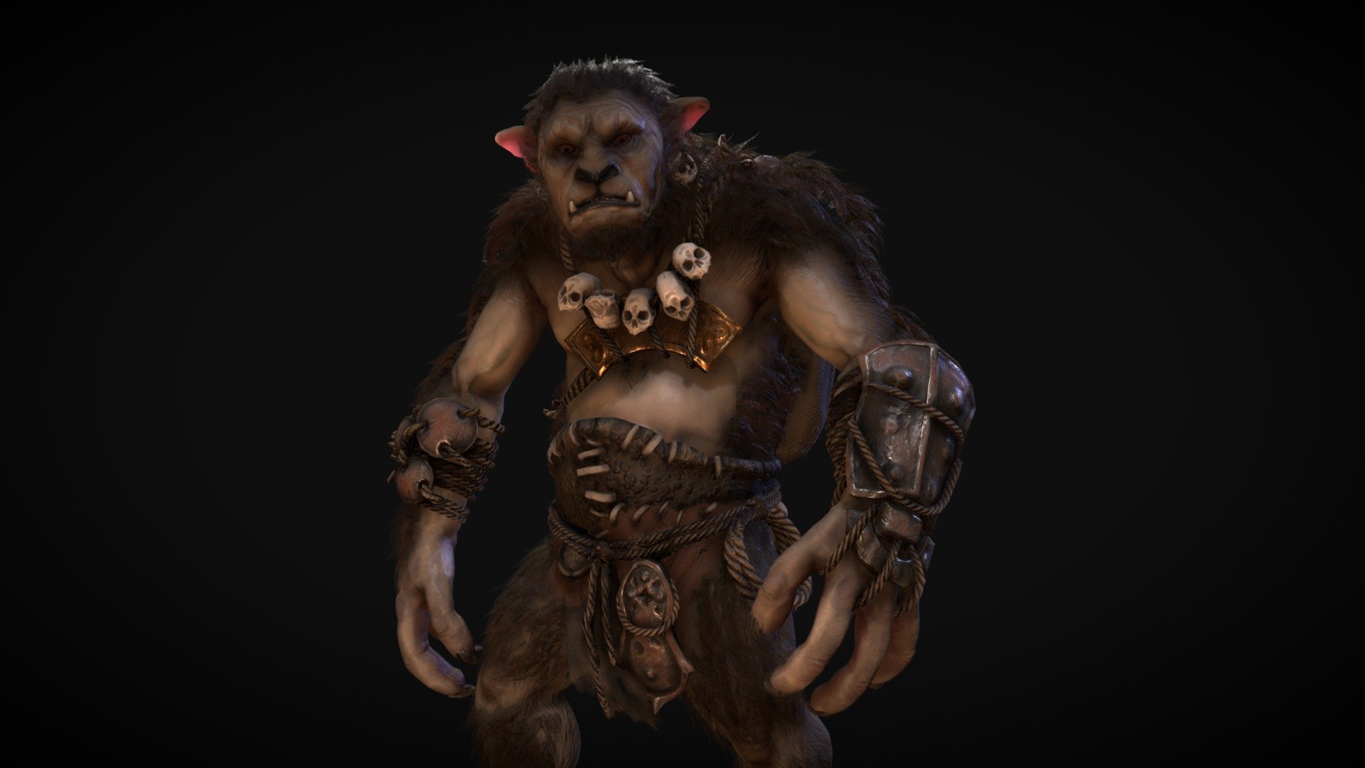 I stumbled across an amazing concept of this bugbear by Jaemin Kim and thought it'd be the perfect opportunity to make a full character from a concept. I started by sculpting the whole body in ZBrush and then retopologized using the Zsphere tool. I then went on to unwrap him in 3ds Max, texture him in Substance Painter, finally using Maya to rig and do the simple breathing animation.

Check out my Artstation for more: https://www.artstation.com/owenedwards