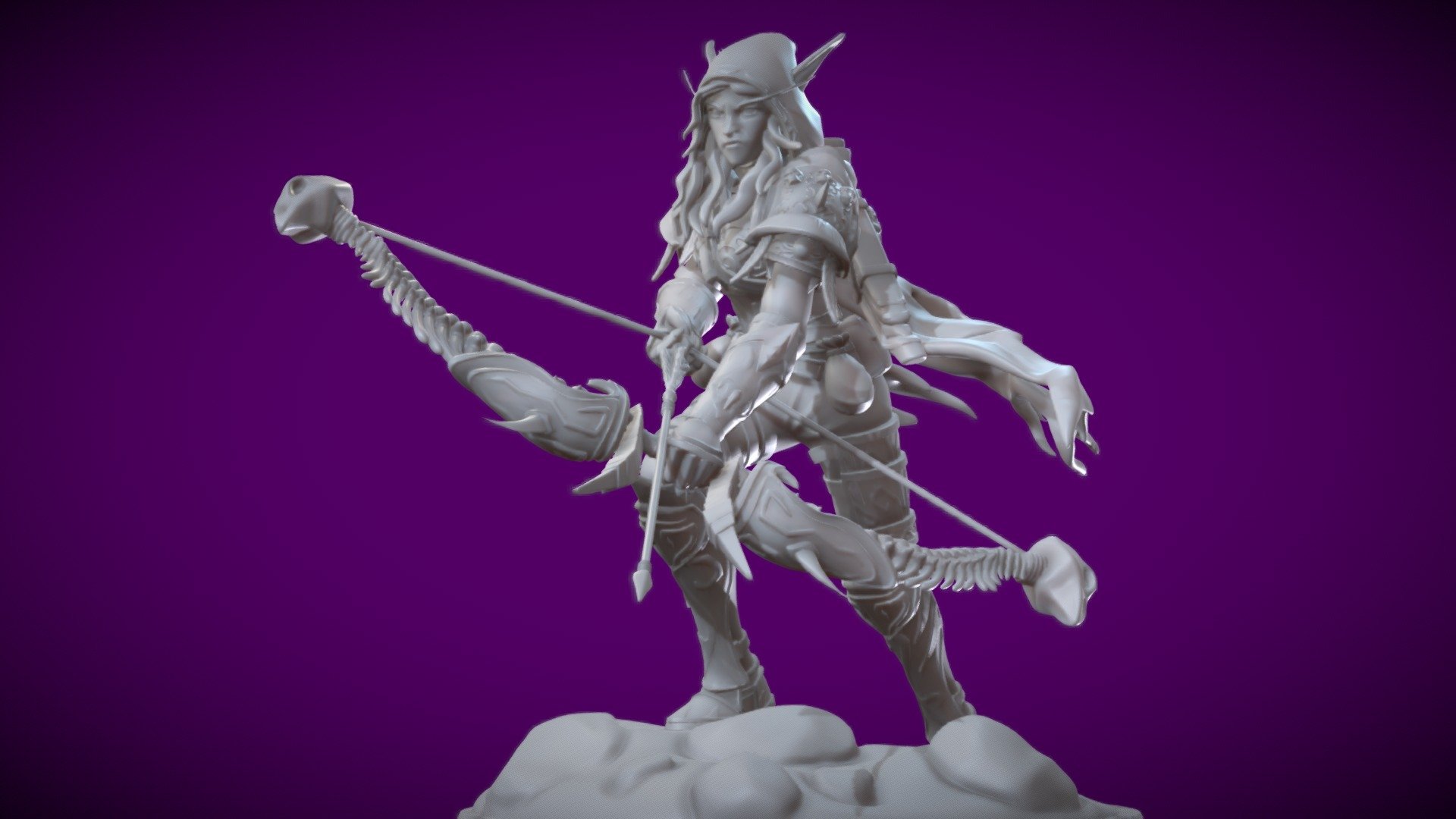 This is a fanart of Sylvanas Windrunner

Had play WoW for awhile and really like the character design of Sylvanas, so decide to make one of my own.