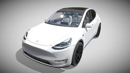 Tesla Model Y White with interior sedan, tesla, y, model, electric, cybertruck