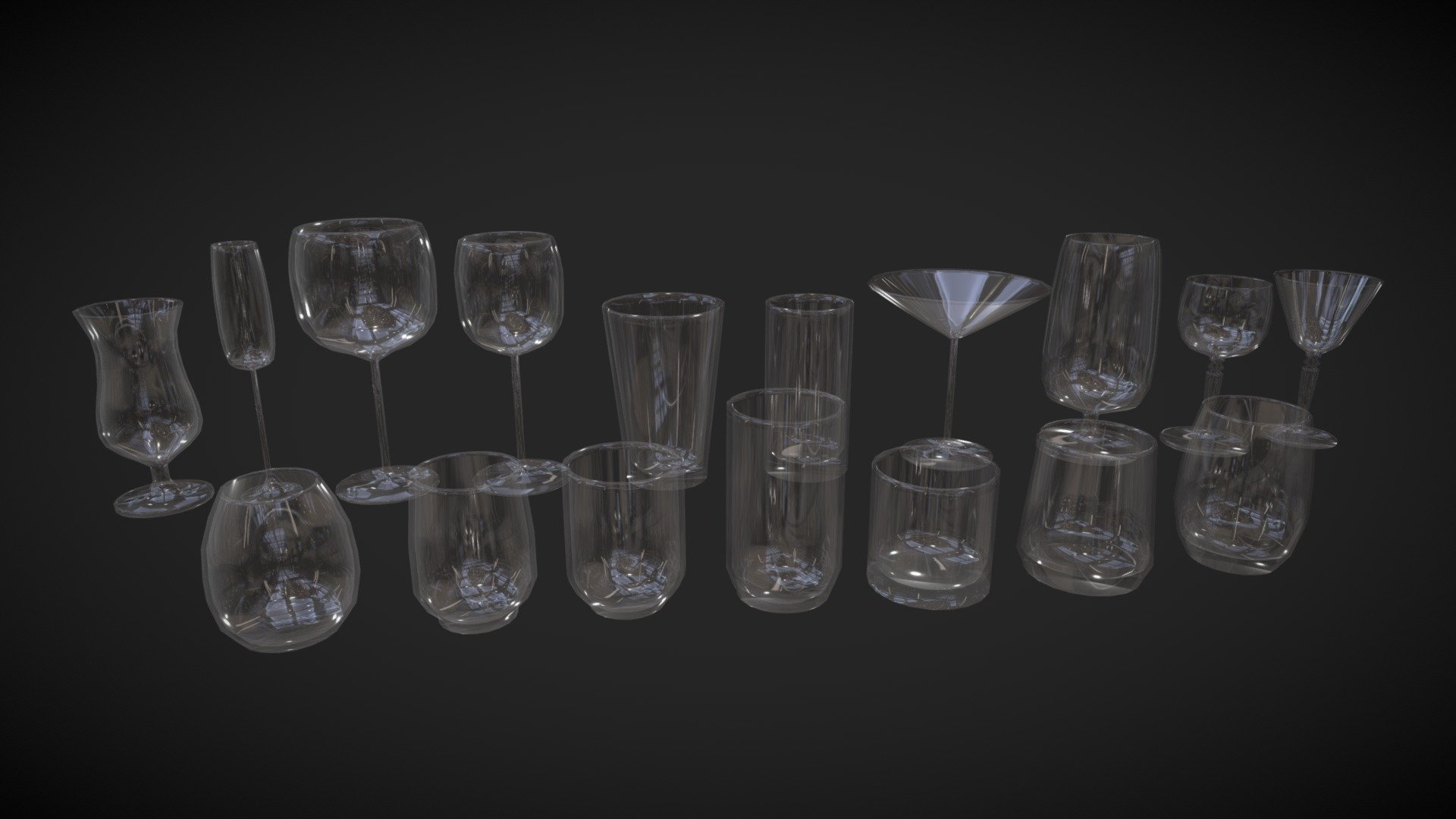 A simple Set of Drinking Glasses in a cool Lowpoly Style. You could use it for your next game or a littel Video. The lowpoly comic like style is timeless and cool you should try to create a video game with this kind of graphic style.