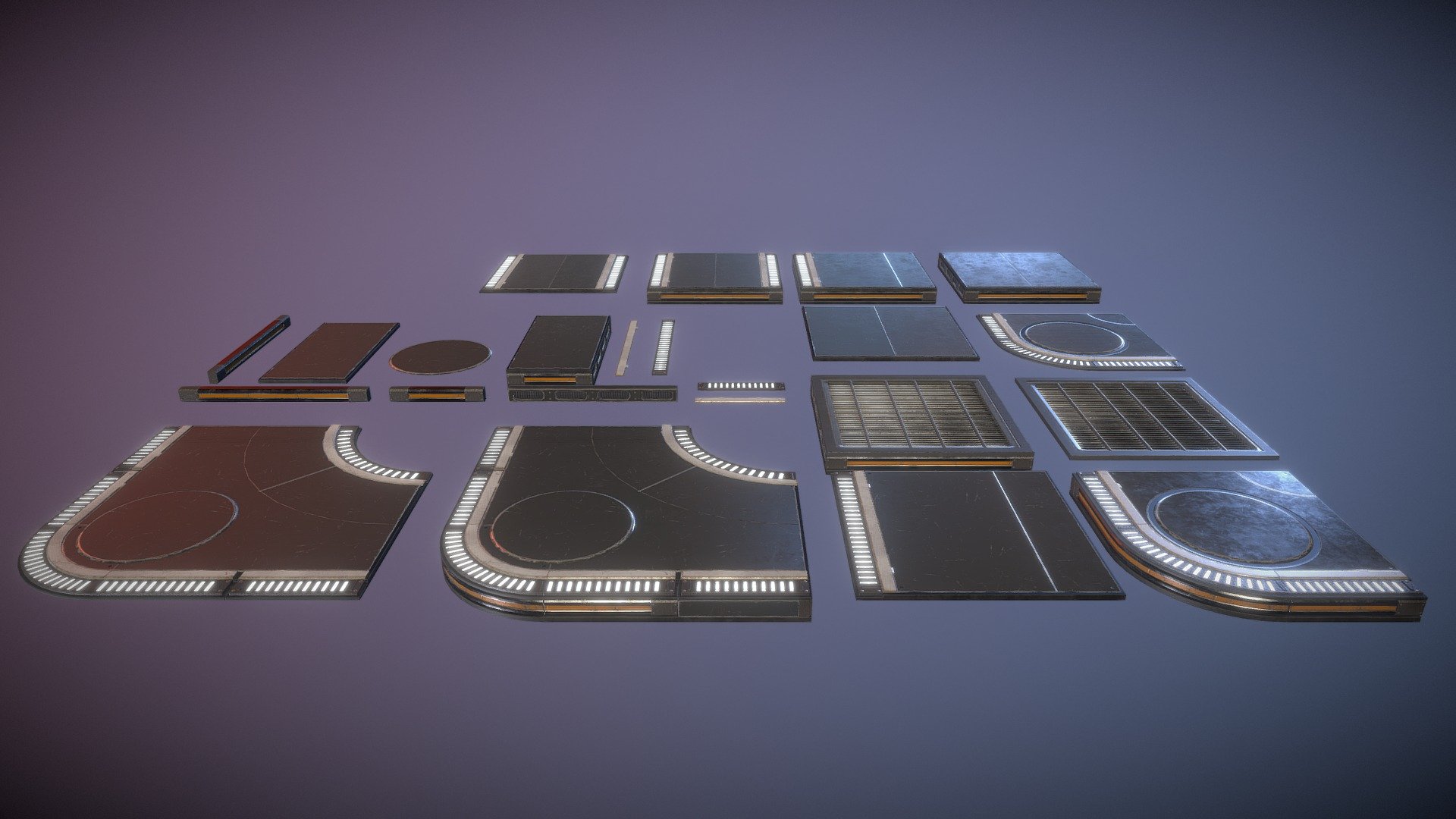Sci-Fi Floor addon kit 1 .  This kit is an addon kit for the Sci-Fi parts kit which adds 23 models, a variety of floors and floor details to enhance your retro sci fi environment!