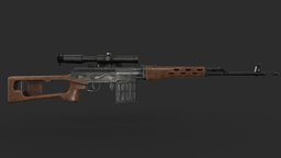 SVD Dragunov svd, dragunov, sniper, game-ready, sniper-rifle, high-detail, svddragunov, substancepainter, weapon, weapons, blender, gun, noai