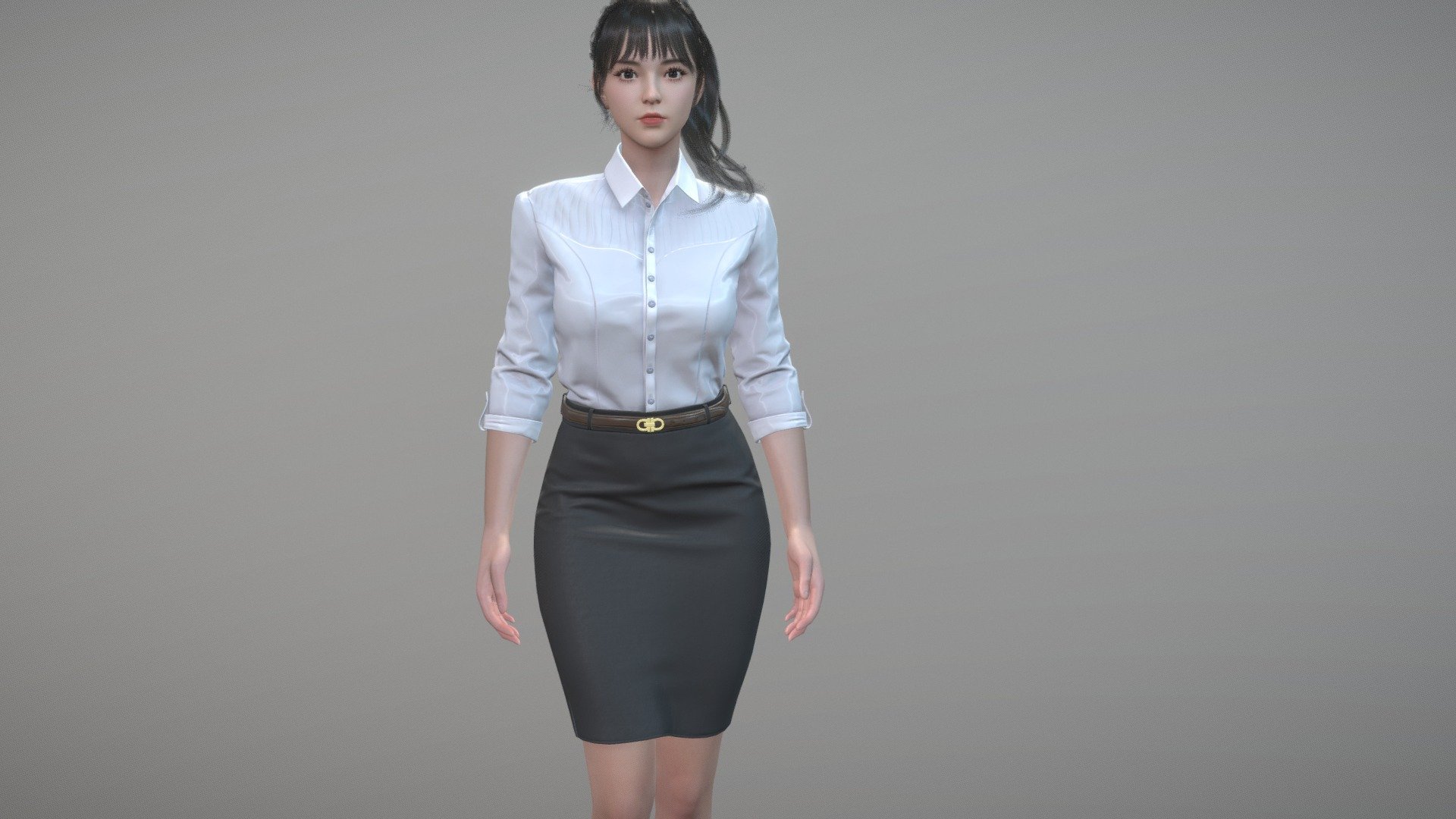 -Product name: Business woman in a working Suit Game Assests

+Low poly, game ready, rigged, PBR textures. Include nude body mesh. ready to import into Unity.

+2body versions: Full Clothes,Full Nude.

+Packaged .blend file with body rig with Auto Rig tool. Blender 2.83

Preview images is captured from unity HDRP and wireframe image screenshoted from maya.

Maya version：2016 unity version：2019.4.1 HDRP

FBX OBJ DAE format fles included.

PBR Texture size ：2048 *2048 tga format.OpenGL Normal map.

Enjoy~

More preview images and infomation please visit : https://www.artstation.com/a/1951687

未经作者允许请勿擅自转载，违者将追究法律责任。