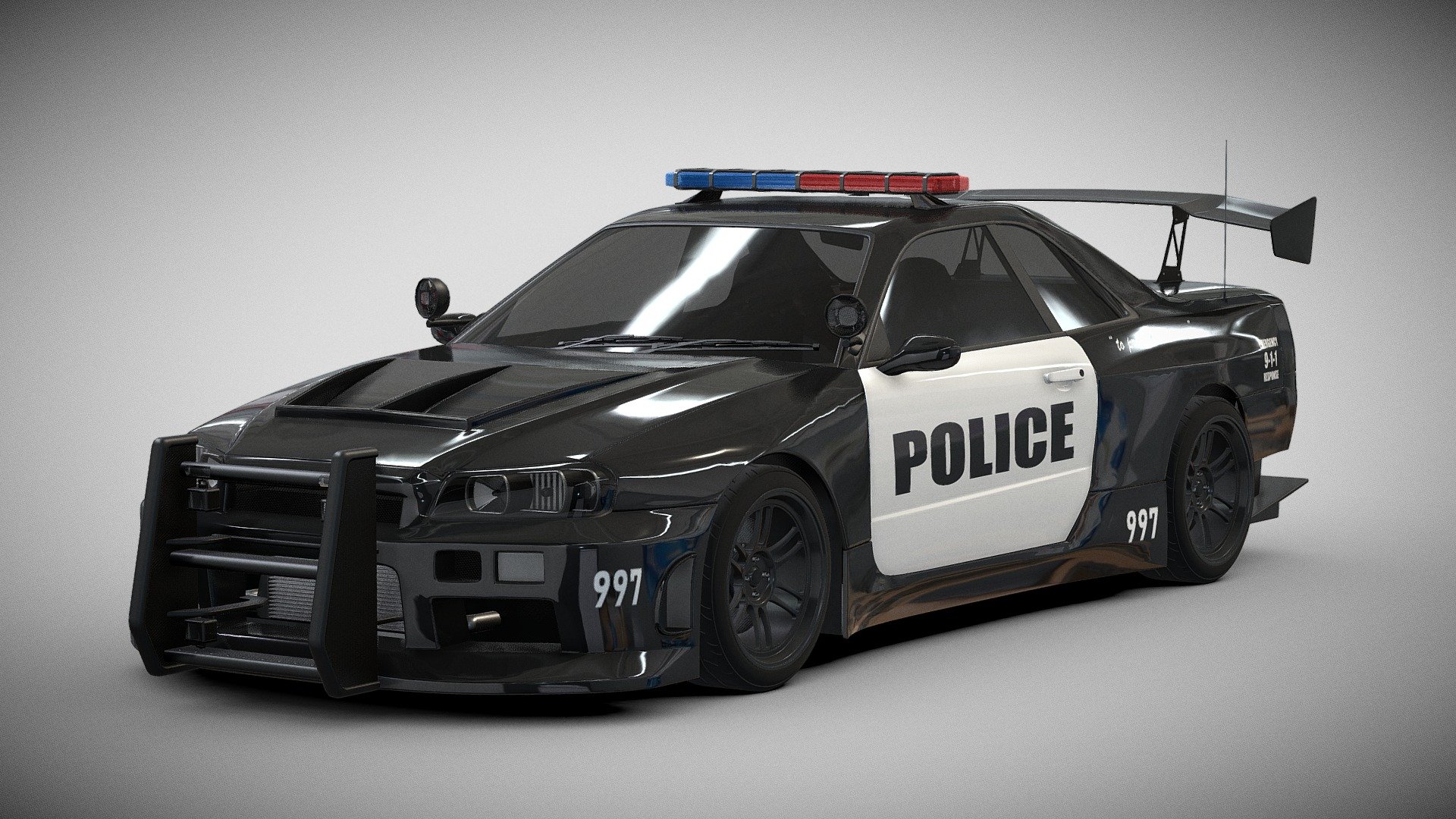 In this model, I tried to mix Japanese and American car culture. By making Japanese cars into American police cars.

And I added police accessories to my iconic Japanese Car 3D model that I made last time.

And here are the results.

Car render
