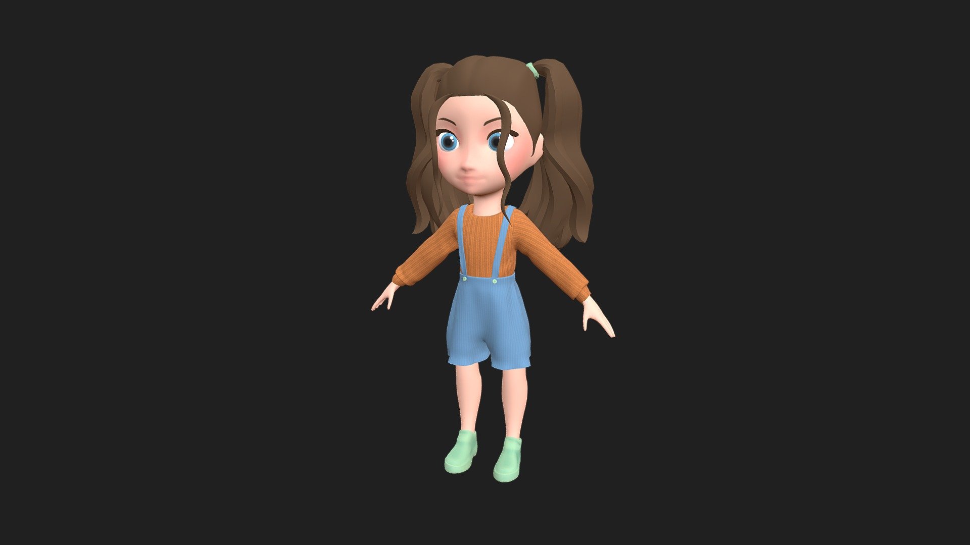 This little girl is called Aghata, she is a happy and funny OC that I've created inspired in my friend's daughter. 
She is the main character in a game (under production atm) and I am very proud of the result.