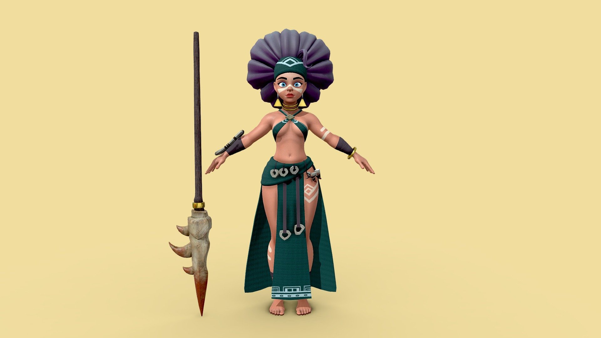 Character Girl Native: Body + Cloth + Weapon

Subdivition Readly + UV+ Texture

Model for Films and Game Render, TVC .

I listen to all questions and requests, thank you