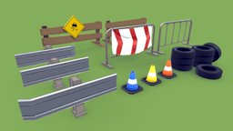 Car Game Props - Bundle assets, pc, indie, traffic, pack, props, trafficcone, bundle, indiegame, unrealengine4, stylizedpbr, woodenfence, woodfence, game, mobile, car, stylized, stylizedprops, cargame, metalbarrier, railguard