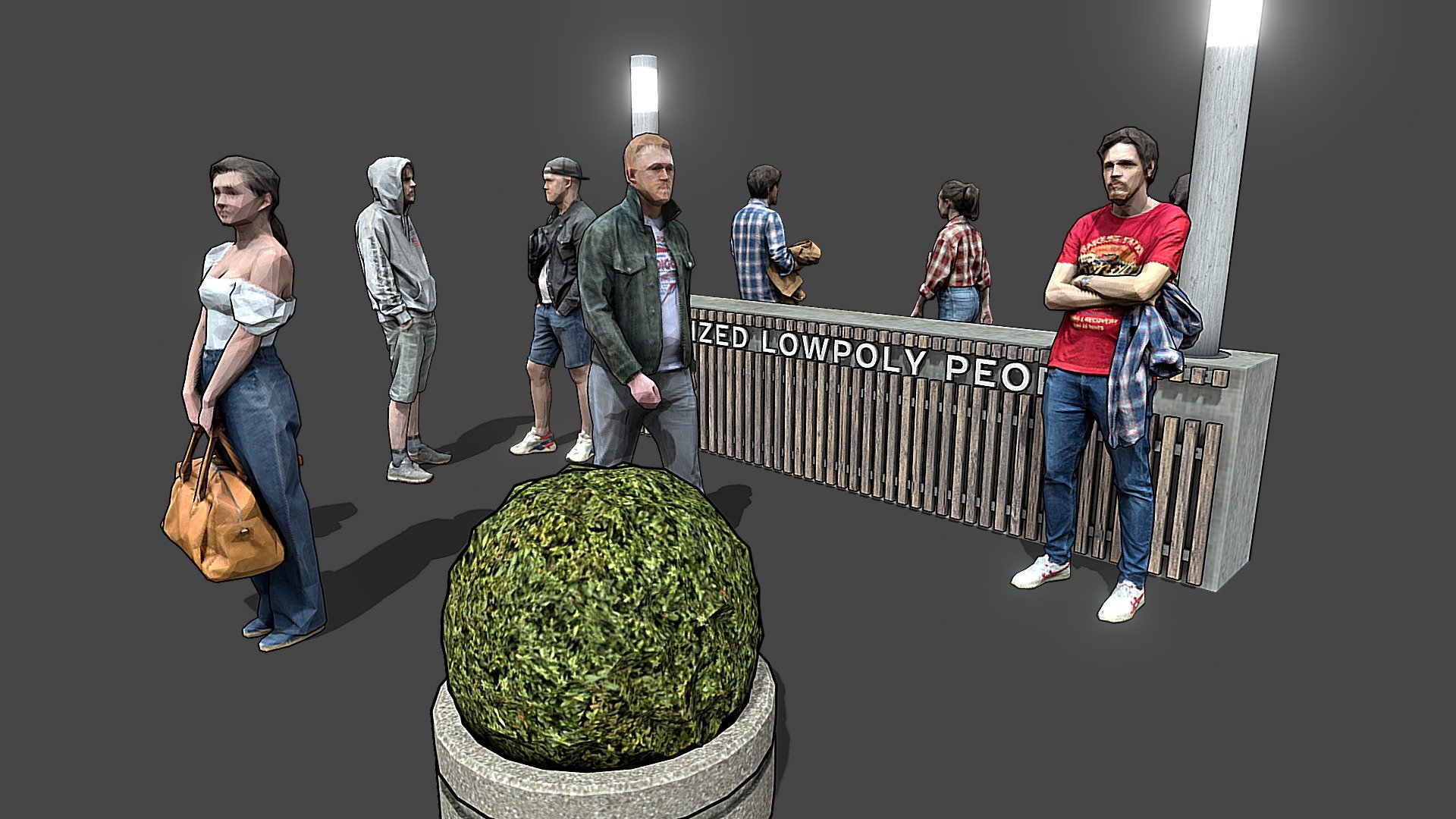 Stylized Lowpoly People Casual Pack 3d model ready for Virtual Reality (VR), Augmented Reality (AR), games and other real-time apps. 


Contains 8 lowpoly stylized casual characters models. 


3000 polygons per model (if you use the border otline the polycount is doubled). Suitable for the architectural visualization and another graphical projects.