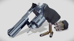.357 Magnum Revolver police, modern, brazil, revolver, 7, fps, shooter, 66, 357, bullet, vr, ar, 4k, cartel, pistol, taurus, magnum, columbia, speedloader, weapon, game, blender, pbr, rigged, noai