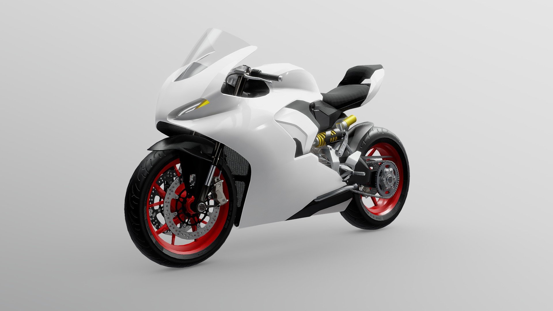 Realistic Motorcycle 3D Model. (Low Poly / Game ready)

Body and wheels can be customized* 

Separated Wheels, Suspensions, Brake Discs, Handlebar, Kickstand and Translucents parts with proper pivots adjusted. 

Albedo, Transparency, Metallic, Roughness, Normal and Occlusion textures  

Emissive texture for lights and display 

Texture size: 

-Body: 2048x2048 

-Detailed parts: 4096x4096 

-Wheels: 1024x1024 

Correct second MapChannel for lightmap 


Body: painting the white area of the body_albedo texture 

Wheels: painting the red area of the wheels_albedo texture 
