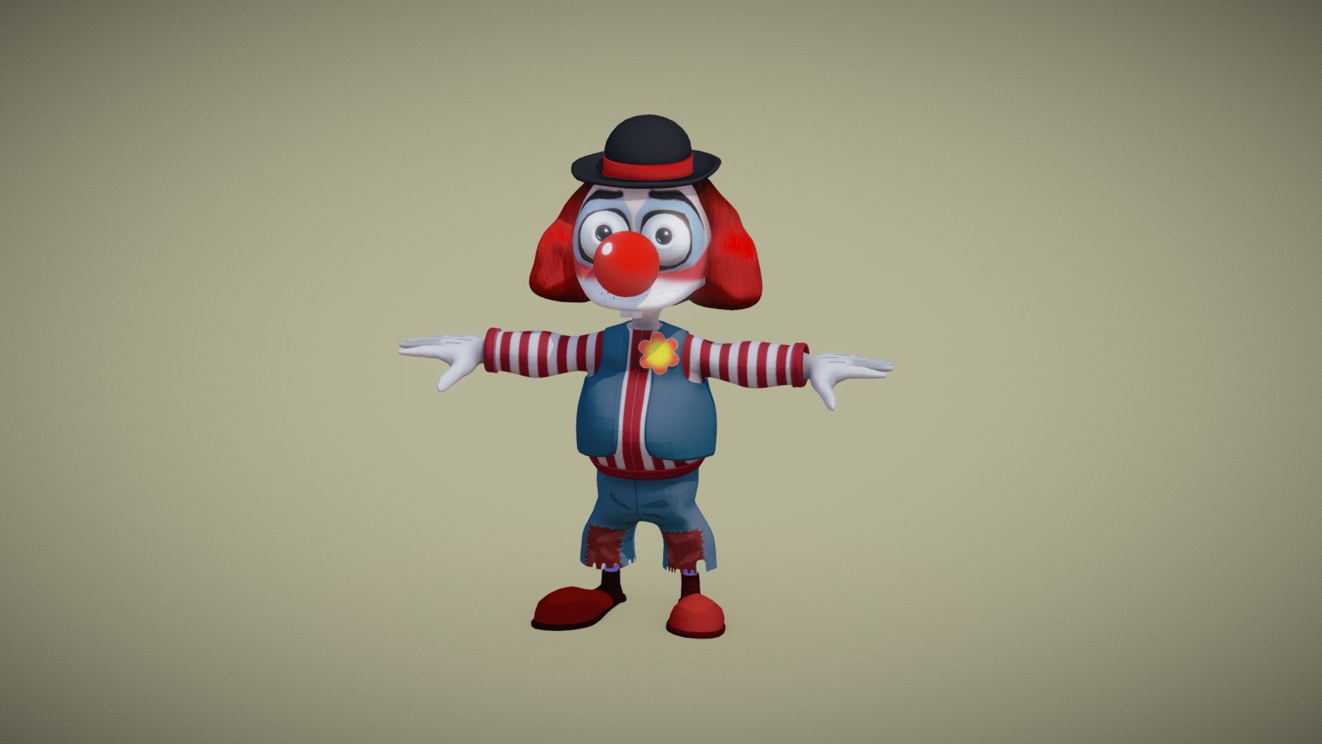 A clown character modeled by 3dsmax with fine typology ready for rig.
This Clown is in  high quality, photo real model that will enhance detail and realism to any of your rendering projects. The model has a fully textured, detailed design.