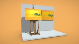 Green Oasis - Oil Painting green, painted, deco, easel, gallery, living-room, galerie, oasis, oil-painting, software-service-john-gmbh, low-poly, art, pbr, decoration, interior, dirk-john, green-oasis
