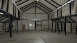 Empty Warehouse Building scene, abandoned, empty, warehouse, old, gameasset, building, interior, gameready, metalbuilding