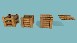 crate asset pack crate, storage, wooden, woodworking, substancepainter, maya, studentwork, student