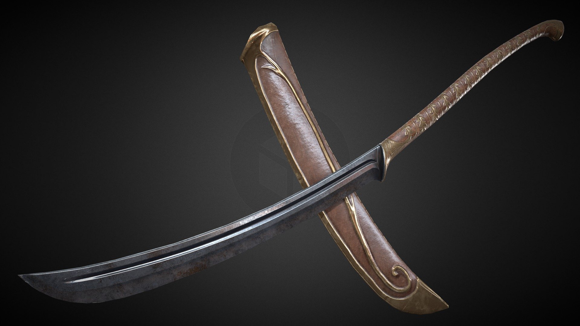 Lord of the Ring Conquest: Reimagined Discord Server:https://discord.gg/BG3xgHda

Warrior Glaive favored by the elves of Galadhrim.

which in my opinion, it's clearly inspired by the Japanese nagamaki, basically a katana with longer grip.

Made according to the prop from the movie. This weapon is 123x18x5(diameter.)
This is my first time trying to make the whole model ornamental on alpha alone, The result could be better IMO.
I've also specifically make sure that the blade itself is still pristine perfect while the rest are worn, indicating the master craftsmanship of the elves.

This is made for the mod game Lord of the Ring Conquest: Reimagined. It is heavily reduced.

If I have time, I'll add a bow and then a proper strap on the scabbard, stay tuned!