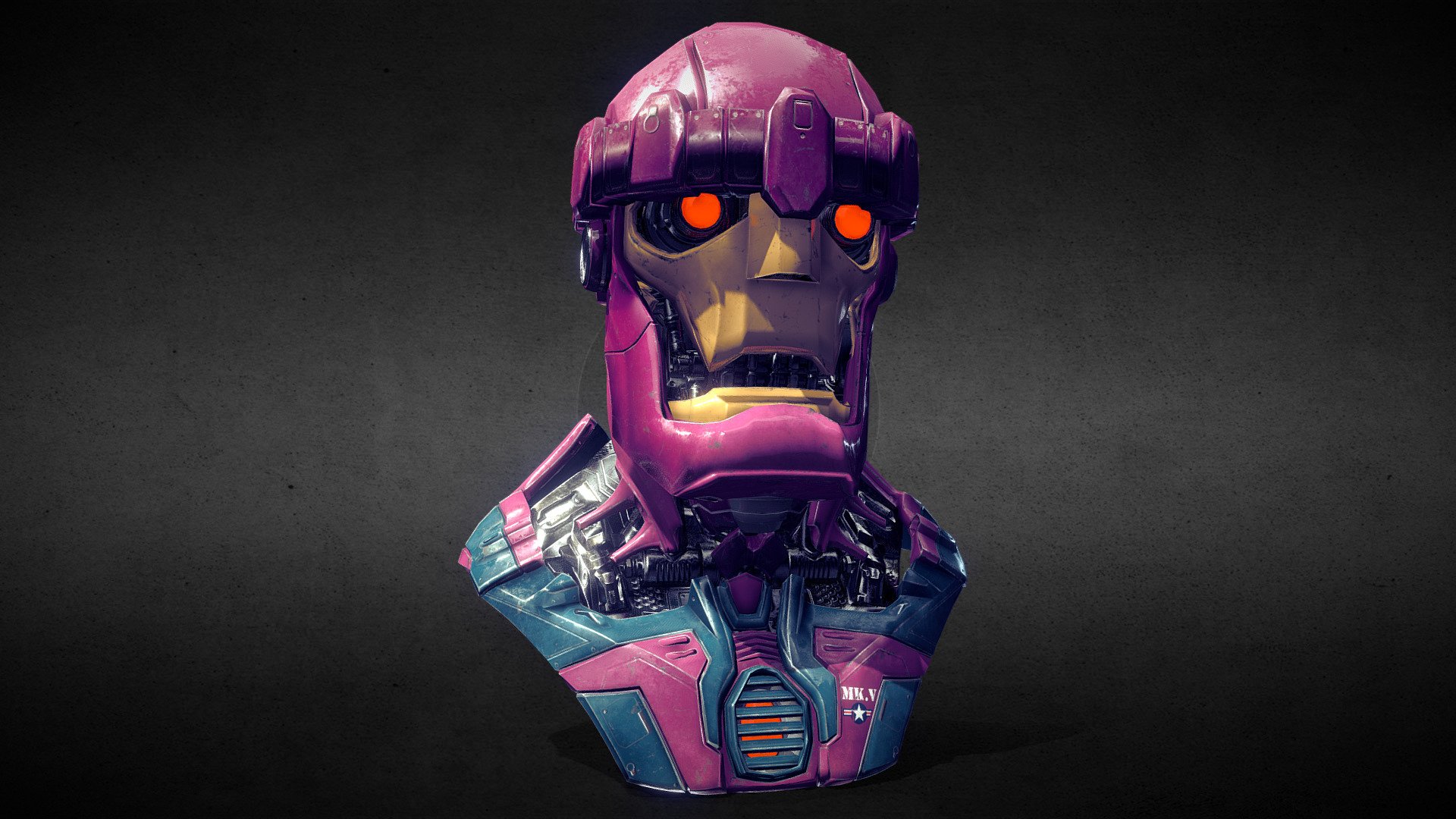 Hard edge modelling for videogames based on a hi res sculpture retopologyzed and tetured by Substance painter