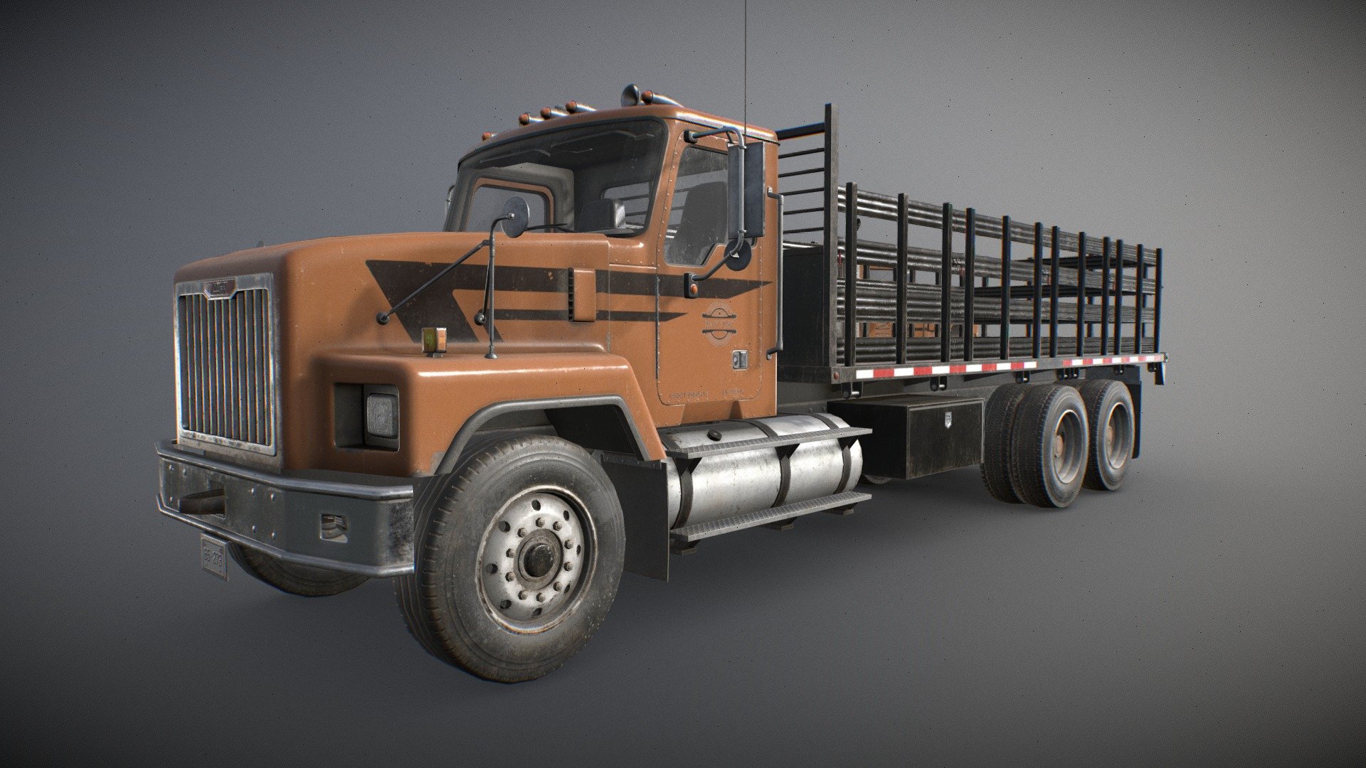 Low Poly generic Classic Flatbed Truck 3D model available on Fab: https://www.fab.com/listings/04da2b7a-2e9b-49c4-b7b0-543813816b25




Real-world scale and centered.

Doors, wheels, steering wheel, and flatbed barrier are separated and can be easily removed or rigged/animated (model not animated)

Interior is a separate object to detach if needed

2 versions included: With flatbed barrier and without

All branding and labels are custom made

Model also compatible with other &ldquo;Classic Truck