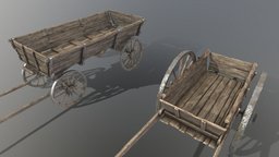 Pack of oldfashioned wooden carts medieval, cart, pack, hay, farm, nature, oldfashioned