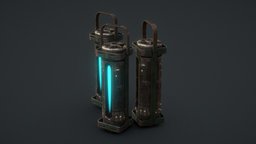 Power Cell - Crate - Container - UE Ready crate, cell, unreal, battery, box, station, spaceopera, baterry, substancepainter, unity, game, pbr, sci-fi, container, sciifi