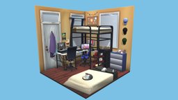 Isometric College Bedroom bedroom, college, apartment, isometric, isometric-room, apartment-interior, room-low-poly, maya2019, substancepainter, low-poly, photoshop, lowpoly, substance-painter, interior, roommate, interior-environment