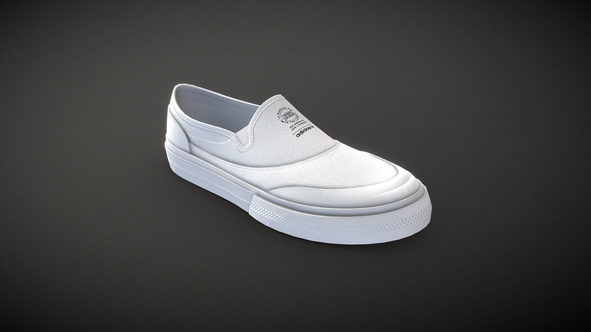 Adidas Nizza RF Slip

Game and production ready, polycount optimized for quality, ideal for high quality Characters and Close-Ups
Internal parts modeled and textured, ideal for customization or animation

Single UV space
PBR and UE4 4k Textures
Low Poly has 2.3k quads
FBX, OBJ, ZTL

Includes Color variant - Black/White