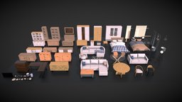 PBR Furniture Pack lamp, sofa, bed, archviz, assets, archvis, bedroom, desk, pack, apartment, furniture, table, wardrobe, decor, curtain, cupboard, interior-design, chair, home, decoration, interior, livingroom