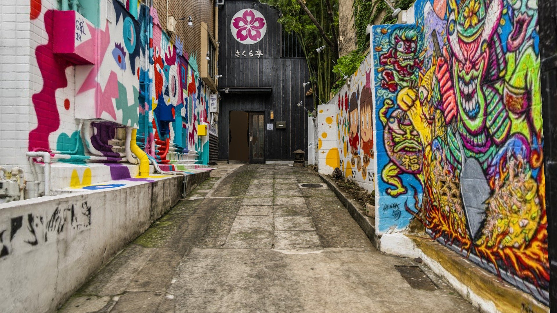 Graffitied japanese alley photogrammetry scan
