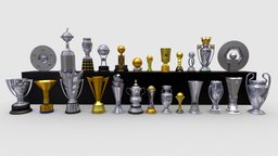 Football Trophy Pack 3D world, french, football, euro, pack, italy, league, asian, collection, best, oro, america, african, soccer, germany, award, europa, nations, trophy, futbol, ligue, copa, estadio, trofeo, champions, premier, trophies, emirates, libertadores, cup, gold, serie-a, ligue-1, copa-oro, english-league, sudamericana, super-cup, meisterschale, scudetto, recopa, super-copa