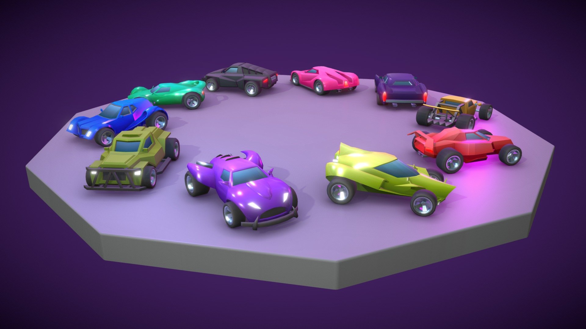Available on:

FAB

Unity Asset Store




10 Stylised low-poly toy cars.

Perfect for third-person racing games and top-down games.



• Pack contains 10 toy cars

• All cars use 1 material

• 16 colors for each car (offset texture)

• Around 2600 triangles per vehicle

• Prefabs with colliders included

• 1 Texture atlas for all cars

• Render pipeline (URP, Built-in)

