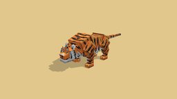 Tiger - Minecraft Creature tiger, pixel-art, blockbench, low-poly, minecraft, voxel