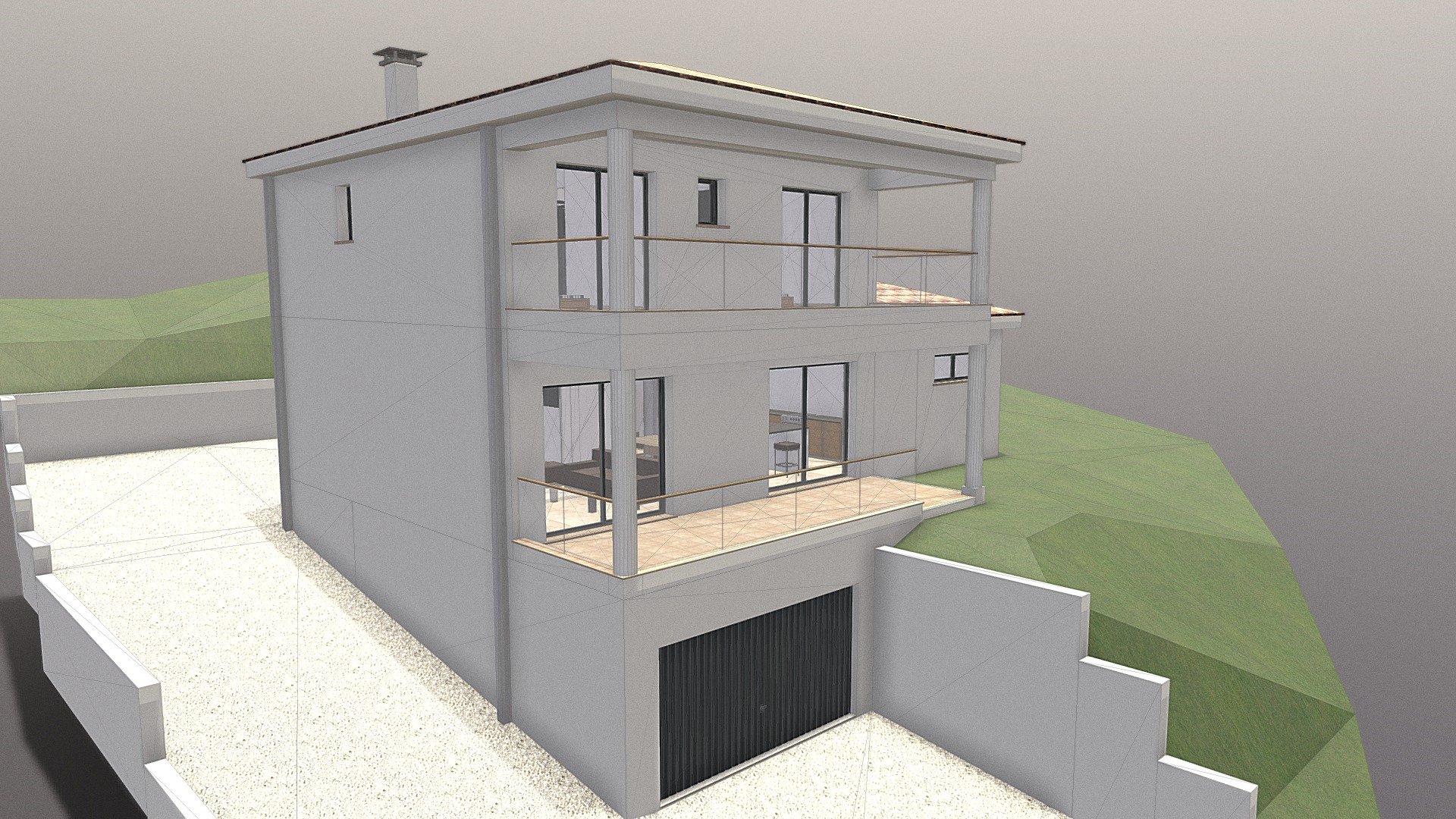 Volumes d'une villa moderne sur la commune de Drap