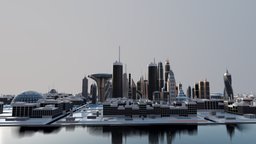 Sci-Fi City skyline, cityscene, masterplan, cityscape, skyscrapers, future-city, architecture, sci-fi, futuristic