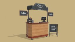 Food Stand - Cart 4 drink, food, cafe, wheels, stand, coffee, restaurant, other, exterior, cart, display, sign, beverage, eat, soda, chalk, catering, cashier, wood, street, steel