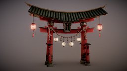 Japan Torii Gate gate, japan, culture, shrine, torii, props, shinto, 3dprops, toriigate, substancepainter, architecture, asset, blender, gameready, environment, japanese