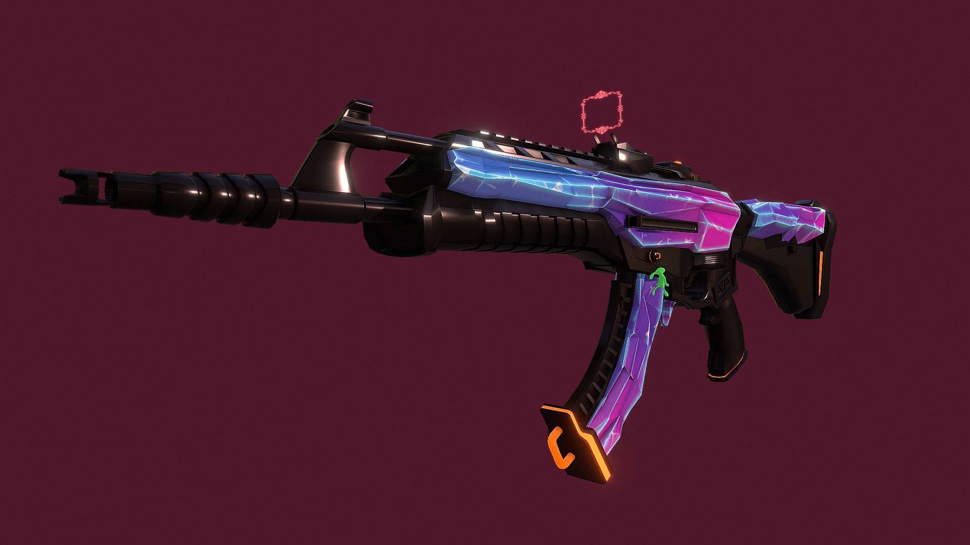 I made a skin of Vandal from the game VALORANT.

The Vandal has just 1 texture (The Ice Texture) and 3 materials.

NO UVS.