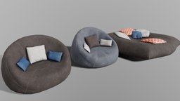 Modern-style Beanbags b3d, prop, bags, seat, bag, furniture, props, bean, optimized, interior-design, beanbag, substancepainter, game, lowpoly, chair, gameasset, interior, gameready, one-material, noai