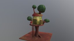 Mushroom Tree House tree, mushroom, treehouse, mushroom-house, gameart, gameasset, house, gamemodel