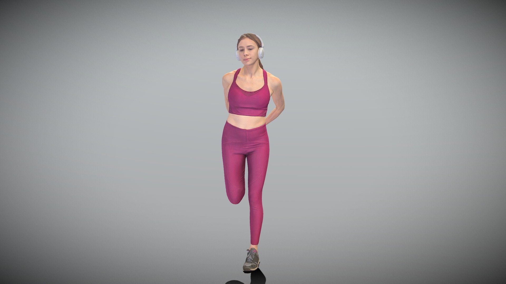 This is a true human size and detailed model of a sporty young woman of Caucasian appearance dressed in sportswear. The model is captured in casual pose to be perfectly matching various architectural and product visualizations, as a background or mid-sized character on a sports ground, gym, beach, park, VR/AR content, etc.

Technical specifications:




digital double 3d scan model

150k &amp; 30k triangles | double triangulated

high-poly model (.ztl tool with 5 subdivisions) clean and retopologized automatically via ZRemesher

sufficiently clean

PBR textures 8K resolution: Diffuse, Normal, Specular maps

non-overlapping UV map

no extra plugins are required for this model

Download package includes a Cinema 4D project file with Redshift shader, OBJ, FBX, STL files, which are applicable for 3ds Max, Maya, Unreal Engine, Unity, Blender, etc. All the textures you will find in the “Tex” folder, included into the main archive.

3D EVERYTHING

Stand with Ukraine!