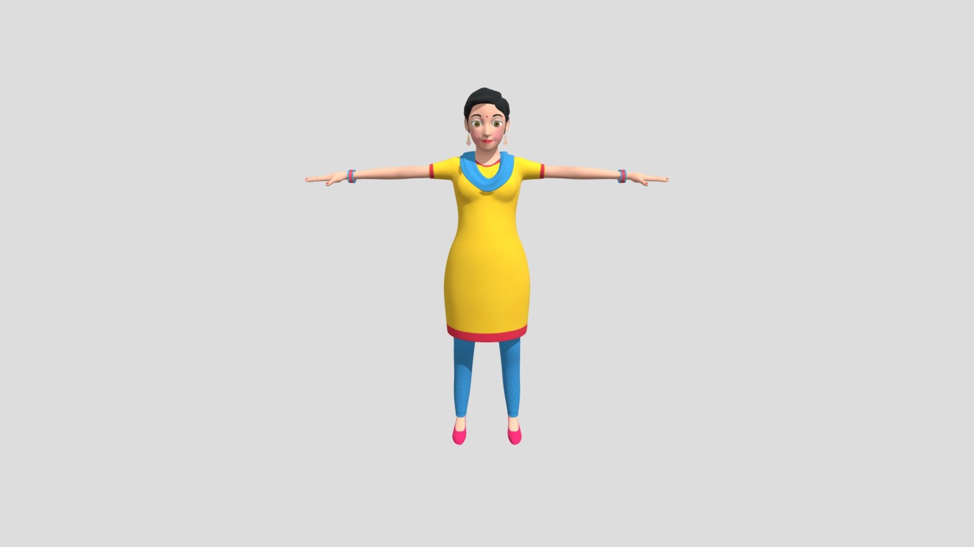 This character created in Maya 3d software with help of zbrush for minor detail.. This character represents Indian traditional dressing.Here, Zip file of 3D model includes 3d Model and texure folder.