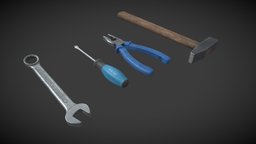 Tools baking, uv, textur, gamedev, pliers, lego, props, screwdriver, marmoset, digital3d, low-poly-model, smartmaterial, substancepainter, substance, game, blender, lowpoly