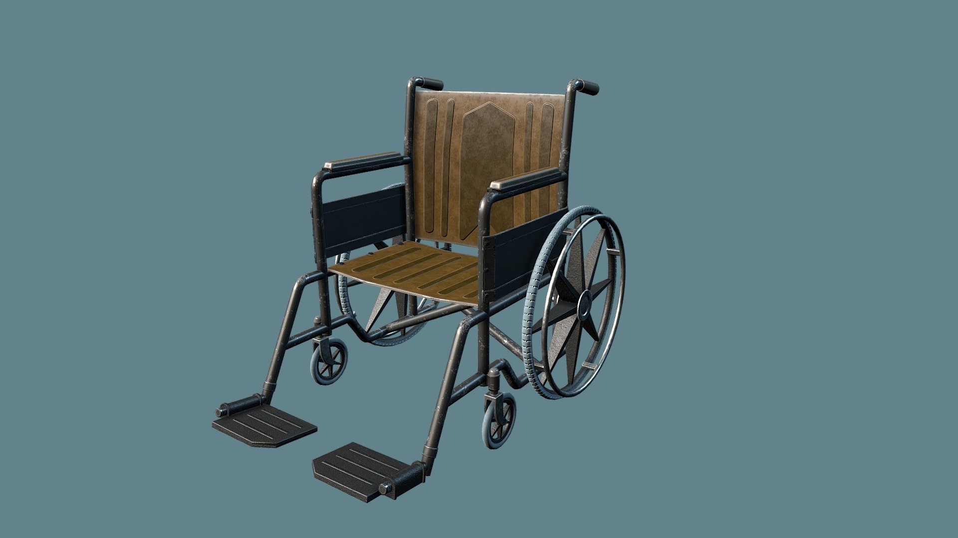 Modeled and textured wheelchair in order to create assets for an Urbex scene.