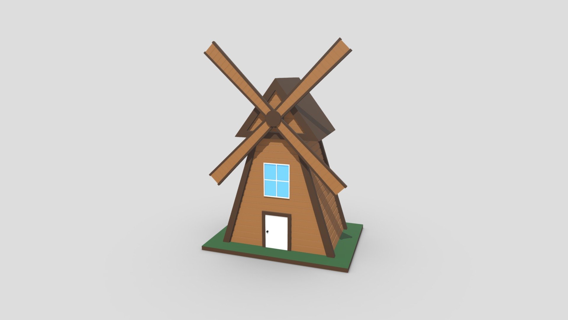 Windmill 3D model that I made using Blender. This is a simple, low poly windmill that has a rectangular shaped bottom and a triangular shaped top. There is also a door, window, and the windmill blades on the front.

Features:




Includes 1 low poly windmill 3D model

Model uses the metalness workflow and 4K PBR textures in PNG format

Model has been manually UV unwrapped

Blend file includes pre-applied textures/materials as well as camera setups, simple lighting and HDRi lighting

Model has been exported in 4 file formats (FBX, OBJ, GLTF/GLB, DAE/Collada)

Includes GLTF file type instructions and help document

Includes rendered images, wireframes, and extras

Included Textures:




AO, Diffuse, Roughness, Gloss

UVLayout

The source file is uploaded in FBX format and is used for demonstration. In the additional file you will find all model exports and the textures that go along with them.