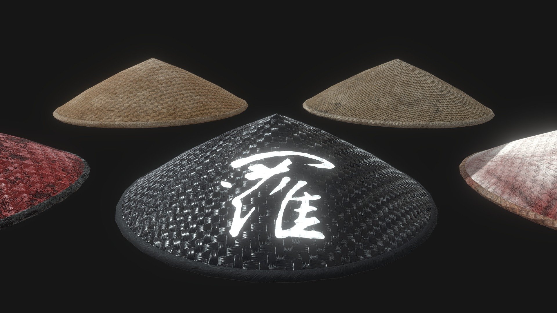 A set of ancient Asian Rattan Hats!

Cheap because the Samurai skin is downloadable for free on my page!

Designed for games in Low-poly PBR including Albedo, Normal, Metallic, AO, and Roughness 2K textures.

Included Skins (Texture sets) - Peasant, Slave, Royal, Ancient, Samurai

640 Triangles (One Hat).