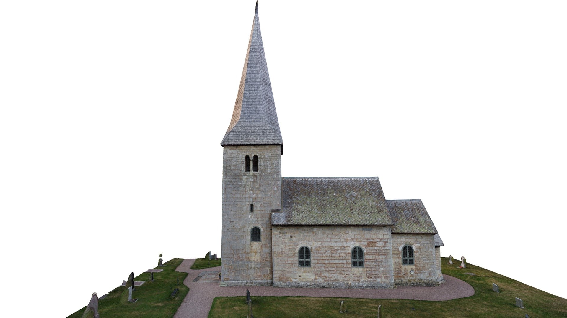 This is a church built somewhere around year 1100. The building material is sand stone and wood. The church has been built on top of 1,5 meters of previous &ldquo;cultural building remains
