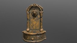 Ancient Lion Pillar fountain, pillar, game-art, props, cultural-heritage, low-poly-model, historical-archaeology, architectural-heritage, maya, substance-painter, zbrush, stone-art, art-station