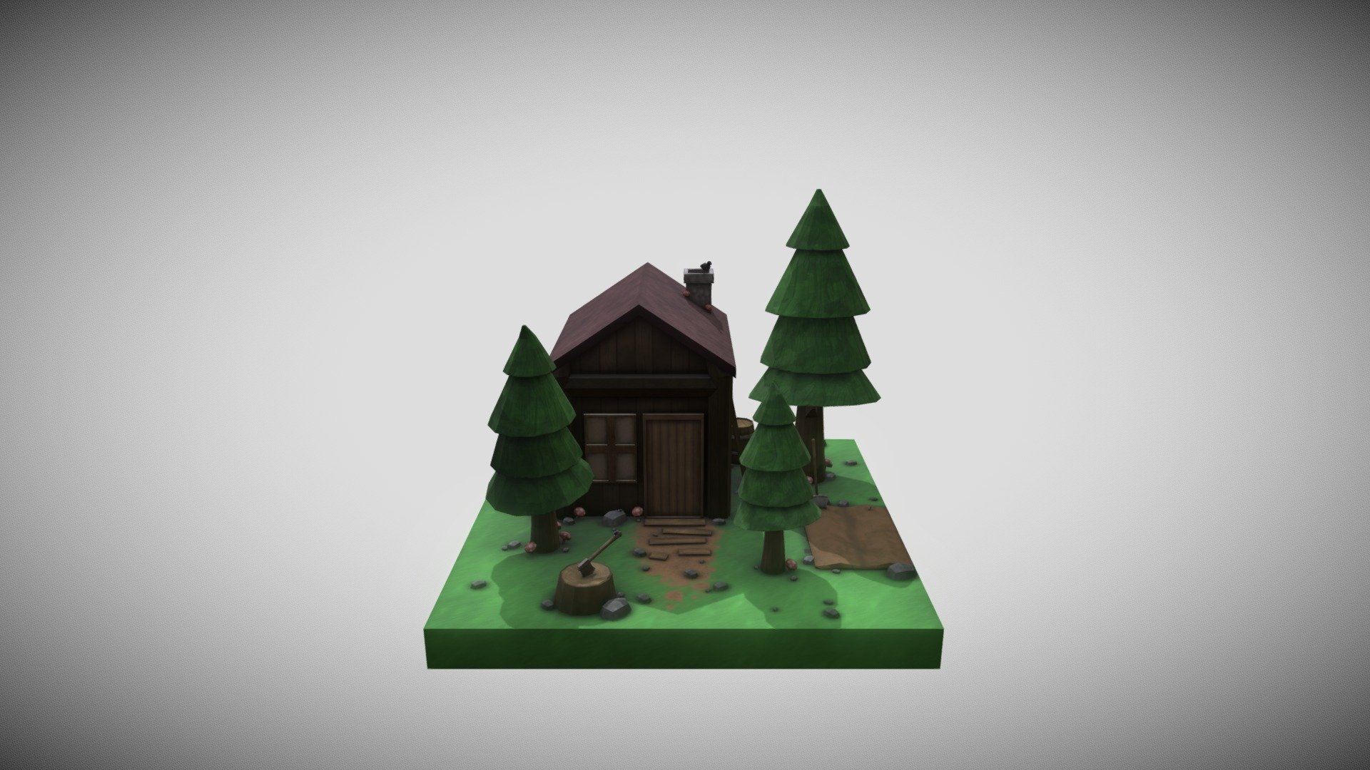Low Poly build of a small forest scene.